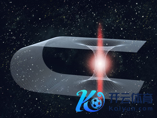 黑洞以艺术的方式渲染，歪曲空间和时间，创建了虫洞。