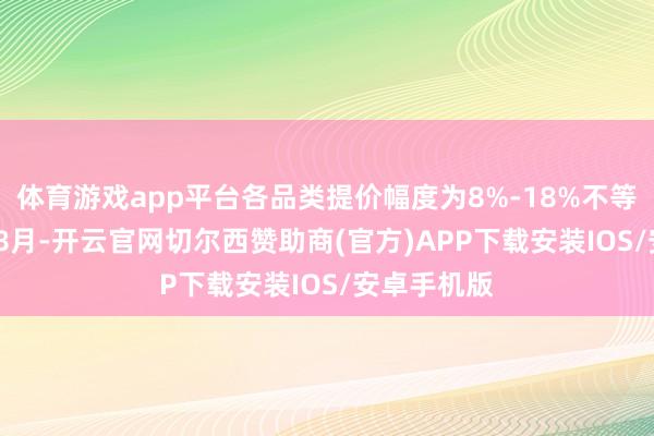 体育游戏app平台各品类提价幅度为8%-18%不等；2022年8月-开云官网切尔西赞助商(官方)APP下载安装IOS/安卓手机版